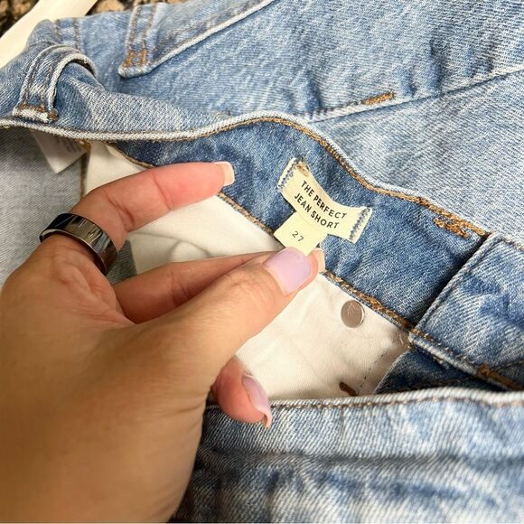 Madewell Shorts The Perfect Jean Short Denim Blue Raw Hem Size 27 - Picture 6 of 7